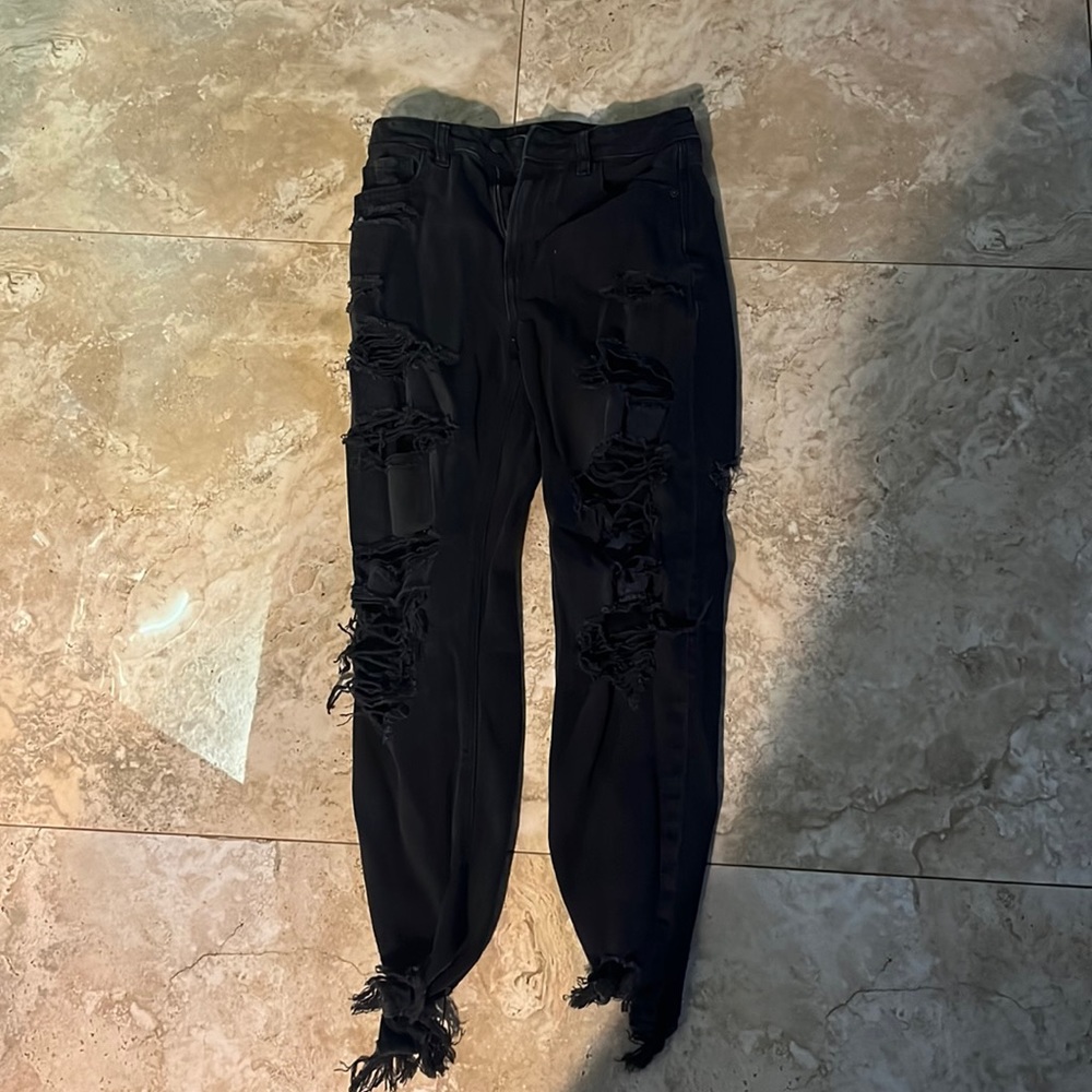 ripped mom jeans black size 0